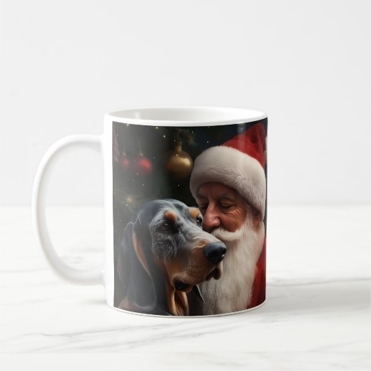 Bluetick Coonhound met Kerstman Kerstmis Koffiemok (Links)