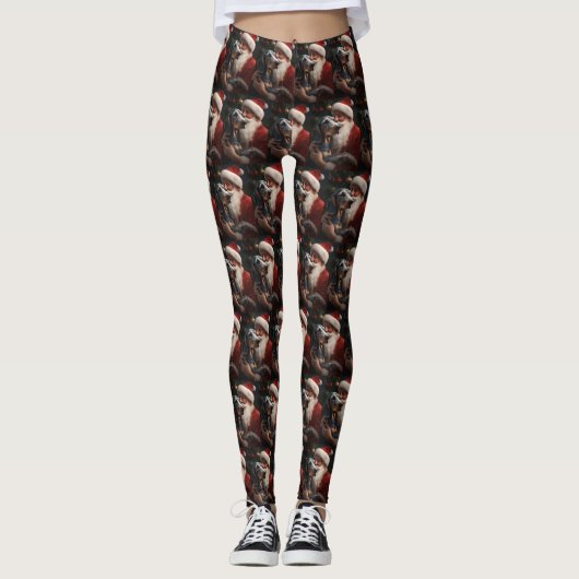 Bluetick Coonhound met Kerstman Kerstmis Leggings (Voorkant)