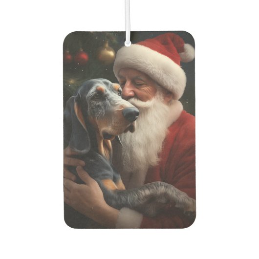 Bluetick Coonhound met Kerstman Kerstmis Luchtverfrisser (Voorkant)