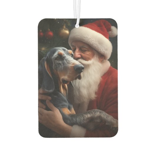 Bluetick Coonhound met Kerstman Kerstmis Luchtverfrisser (Achterkant)