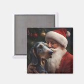 Bluetick Coonhound met Kerstman Kerstmis Magneet (Voorkant / Achterkant)