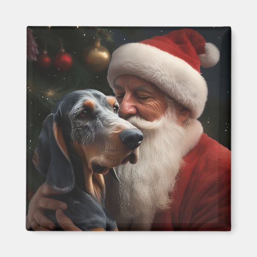 Bluetick Coonhound met Kerstman Kerstmis Magneet (Voorkant)