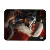 Bluetick Coonhound met Kerstman Kerstmis Magneet (Horizontaal)