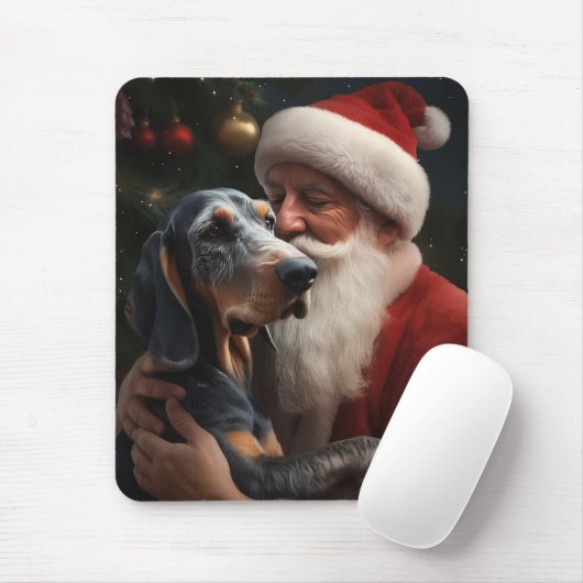Bluetick Coonhound met Kerstman Kerstmis Muismat (Met muis)