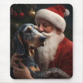Bluetick Coonhound met Kerstman Kerstmis Muismat (Voorkant)