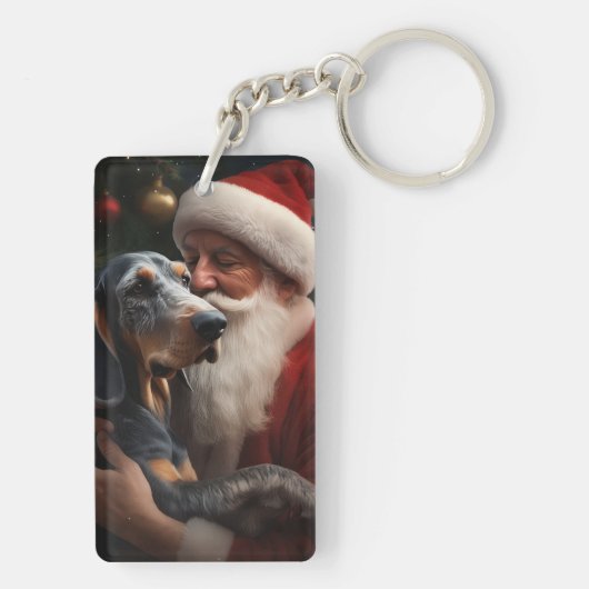 Bluetick Coonhound met Kerstman Kerstmis Sleutelhanger (achterkant)