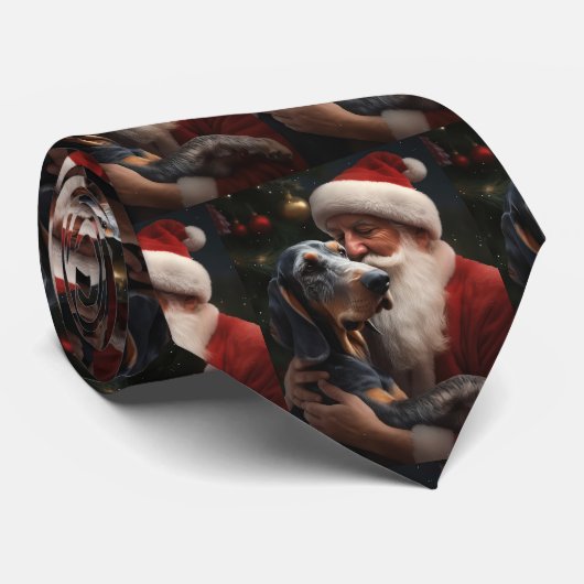 Bluetick Coonhound met Kerstman Kerstmis Stropdas (Opgerold)