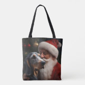 Bluetick Coonhound met Kerstman Kerstmis Tote Bag (Achterkant)