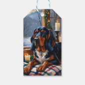 Bluetick Coonhound met kerstverlichting Vakantie Cadeaulabel (Achterkant)