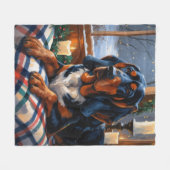 Bluetick Coonhound met kerstverlichting Vakantie Fleece Deken (Voorkant (Horizontaal))