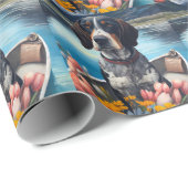 Bluetick Coonhound op een peddel: Een Schilderacht Cadeaupapier (Rol Hoek)