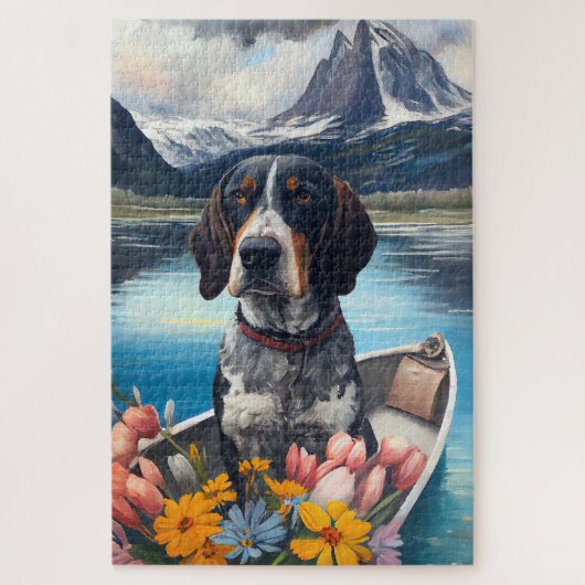 Bluetick Coonhound op een peddel: Een Schilderacht Legpuzzel (Verticaal)