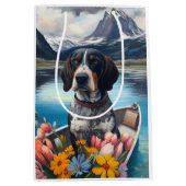 Bluetick Coonhound op een peddel: Een Schilderacht Medium Cadeauzakje (Voorkant)