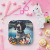 Bluetick Coonhound op een peddel: Een Schilderacht Papieren Bordje (Feest)