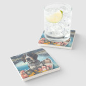 Bluetick Coonhound op een peddel: Een Schilderacht Stenen Onderzetter (Zijkant)