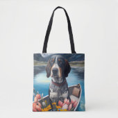 Bluetick Coonhound op een peddel: Een Schilderacht Tote Bag (Voorkant)