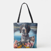 Bluetick Coonhound op een peddel: Een Schilderacht Tote Bag (Achterkant)