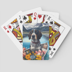 Bluetick Coonhound op een Peddel: Een Schitterend Pokerkaarten