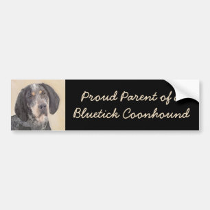 Bluetick Coonhound Painting - Cute Original Dog Ar Bumpersticker