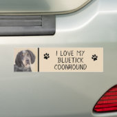 Bluetick Coonhound Painting - Cute Original Dog Ar Bumpersticker (Op auto)