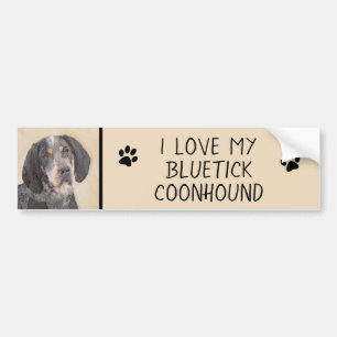 Bluetick Coonhound Painting - Cute Original Dog Ar Bumpersticker