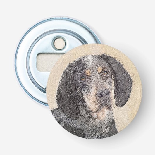 Bluetick Coonhound Painting - Cute Original Dog Ar Button Flesopener (Voorkant)