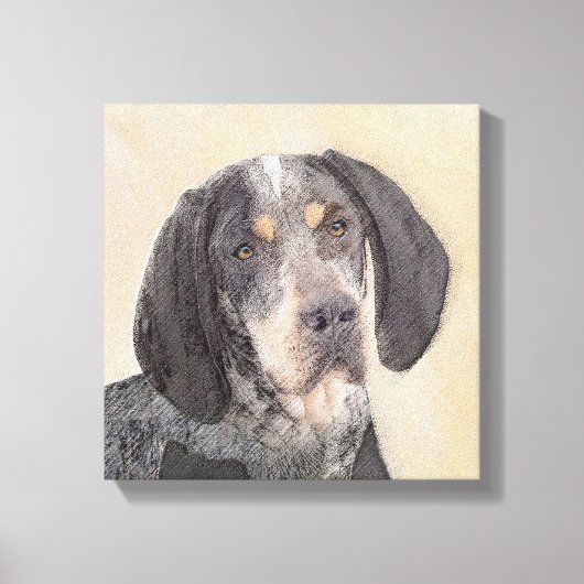 Bluetick Coonhound Painting - Cute Original Dog Ar Canvas Afdruk (Voorkant)