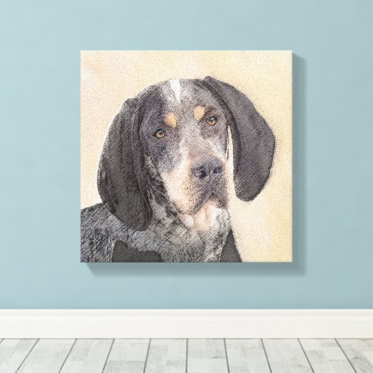 Bluetick Coonhound Painting - Cute Original Dog Ar Canvas Afdruk (Insitu (Houten vloer))
