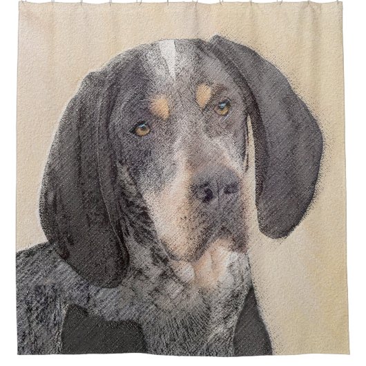Bluetick Coonhound Painting - Cute Original Dog Ar Douchegordijn (Voorkant)