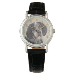 Bluetick Coonhound Painting - Cute Original Dog Ar Horloge