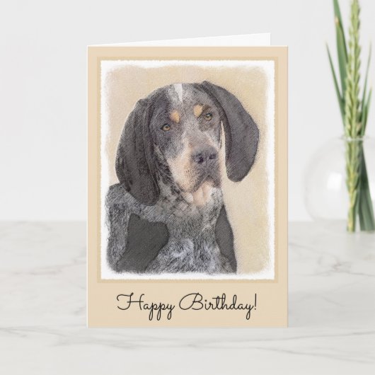 Bluetick Coonhound Painting - Cute Original Dog Ar Kaart (Voorkant)