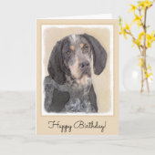 Bluetick Coonhound Painting - Cute Original Dog Ar Kaart (Gele Bloem)