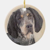 Bluetick Coonhound Painting - Cute Original Dog Ar Keramisch Ornament (Achterkant)