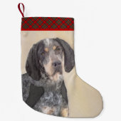 Bluetick Coonhound Painting - Cute Original Dog Ar Kleine Kerstsok (Voorkant)