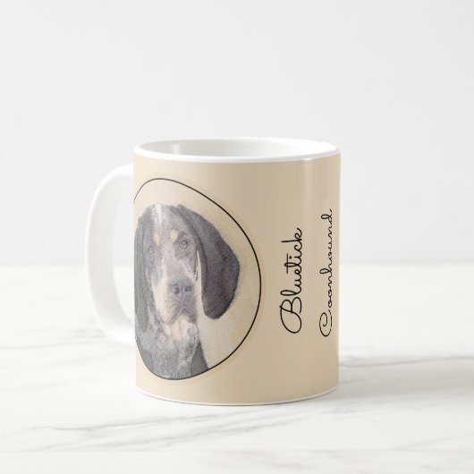Bluetick Coonhound Painting - Cute Original Dog Ar Koffiemok (Voorkant links)