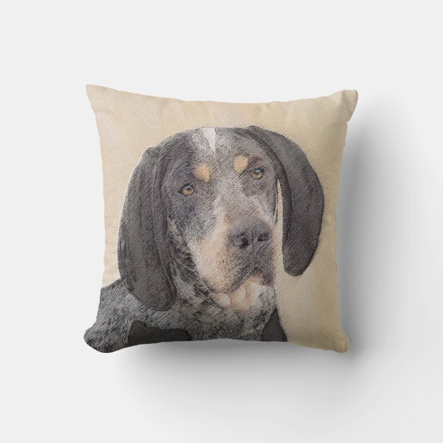 Bluetick Coonhound Painting - Cute Original Dog Ar Kussen (Voorkant)