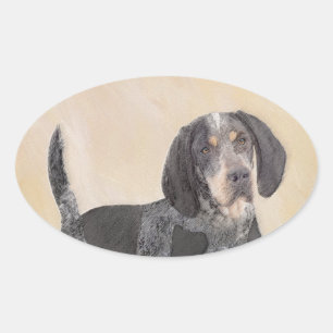 Bluetick Coonhound Painting - Cute Original Dog Ar Ovale Sticker