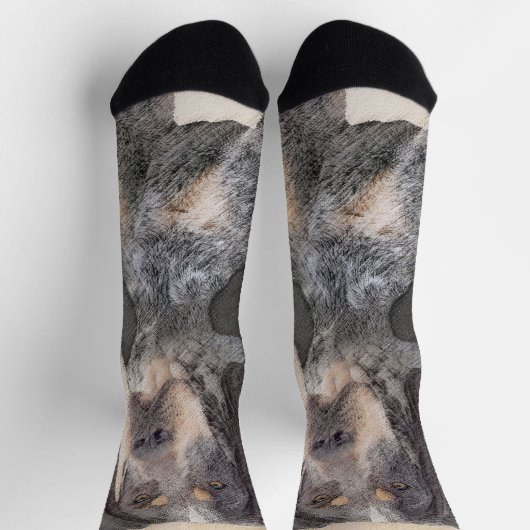 Bluetick Coonhound Painting - Cute Original Dog Ar Sokken (Top)