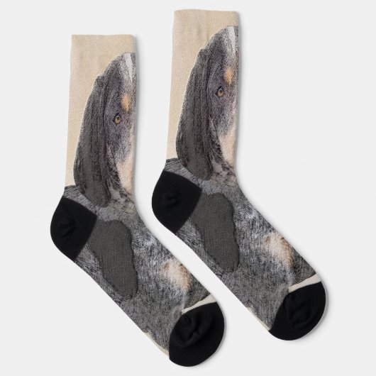 Bluetick Coonhound Painting - Cute Original Dog Ar Sokken (Rechts)