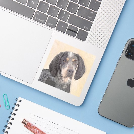 Bluetick Coonhound Painting - Cute Original Dog Ar Sticker (Laptop met iPhone)
