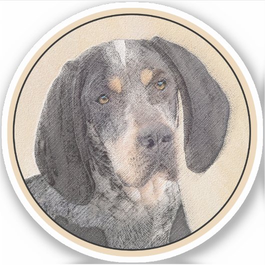 Bluetick Coonhound Painting - Cute Original Dog Ar Sticker (Voorkant)