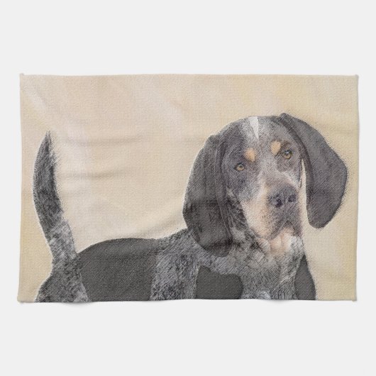 Bluetick Coonhound Painting - Cute Original Dog Ar Theedoek (Horizontaal)