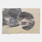 Bluetick Coonhound Painting - Cute Original Dog Ar Theedoek (Horizontaal)