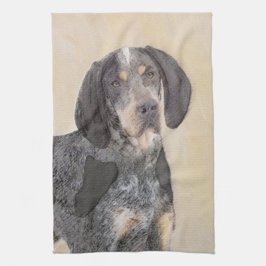 Bluetick Coonhound Painting - Cute Original Dog Ar Theedoek (Verticaal)