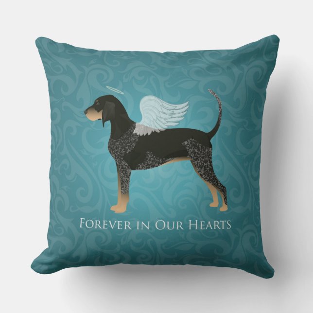 Bluetick Coonhound Pet Memorial Angel Dog Kussen (Voorkant)