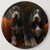 Bluetick Coonhound Pup Autumn Delight Pompoen Ronde Button 6,0 Cm (Voorkant)