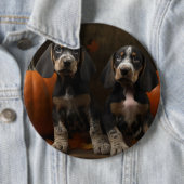 Bluetick Coonhound Pup Autumn Delight Pompoen Ronde Button 6,0 Cm (In situ)