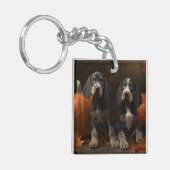 Bluetick Coonhound Pup Autumn Delight Pompoen  Sleutelhanger (Voorkant Links)