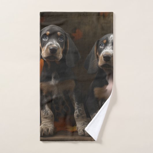Bluetick Coonhound Puppy Herfst Delight Pompoen Bad Handdoek (Handdoek)