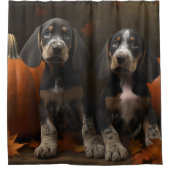 Bluetick Coonhound Puppy Herfst Delight Pompoen Douchegordijn (Voorkant)